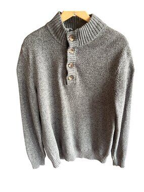 Izod Mens Gray Button-Up Sweater Size L 22i